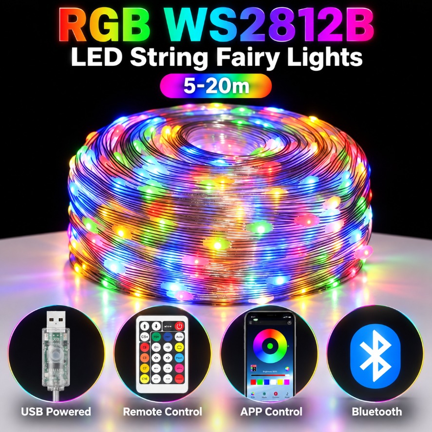 Ws2812B - Светодиодная гирлянда WS2812B RGB длиной 5-20