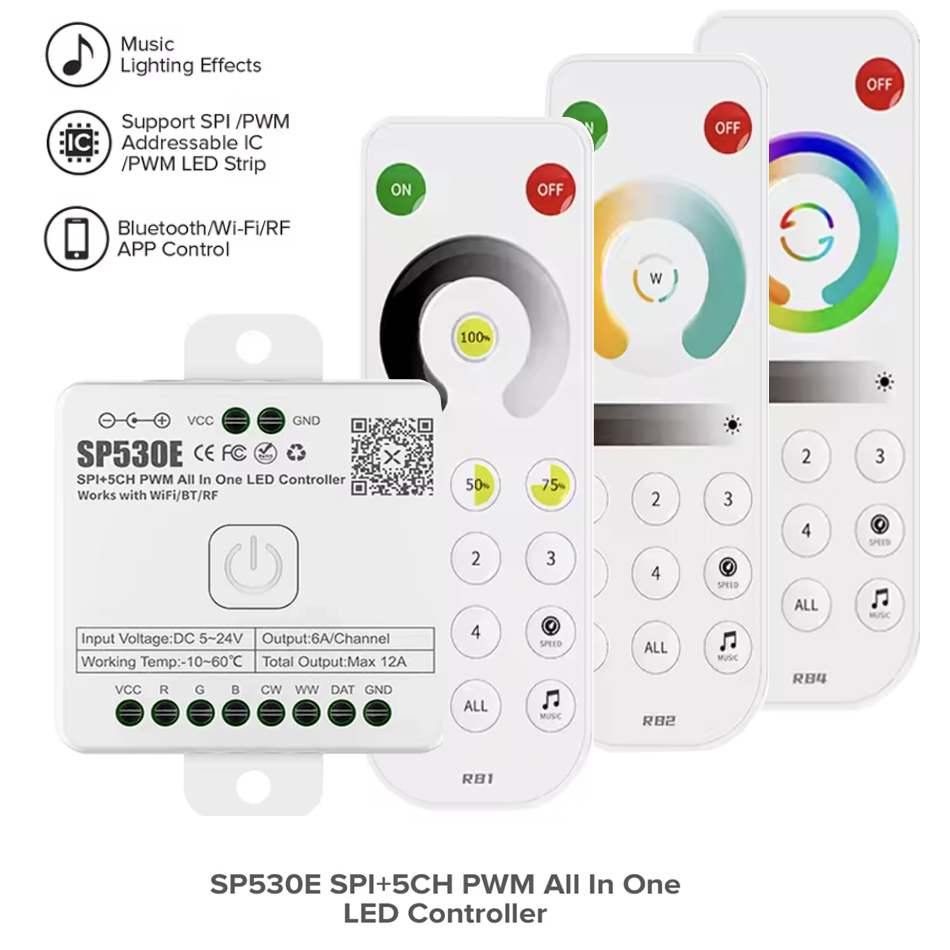 Ws2812B Strip 5V - Контроллер SP530E All In One LED