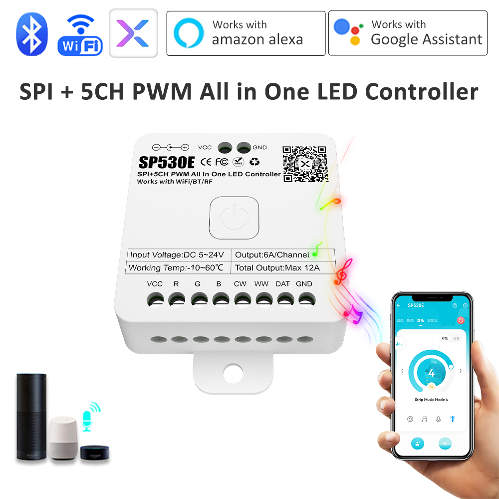 Контроллер LED SP530E All In O – обзор и цена Ws2812B Strip 5V